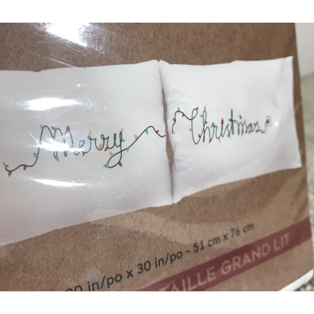 Merry Christmas Pillowcases By Safdie & Co. Queen Size Christmas Lights Festive